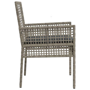 Gartenstuhl 2er Set Grau Poly-Rattan mit Kissen