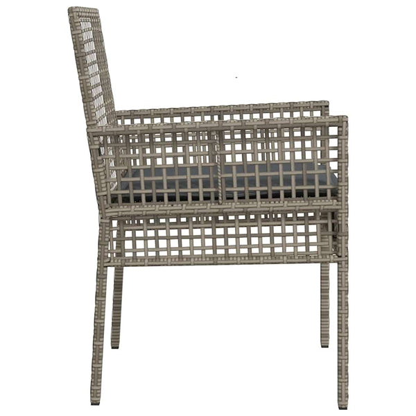 Gartenstuhl 2er Set Grau Poly-Rattan mit Kissen