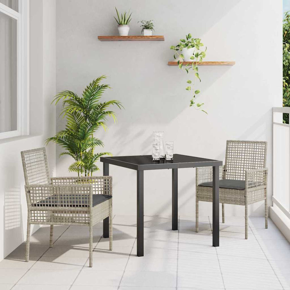 Gartenstühle 2er Set Hellgrau Poly-Rattan