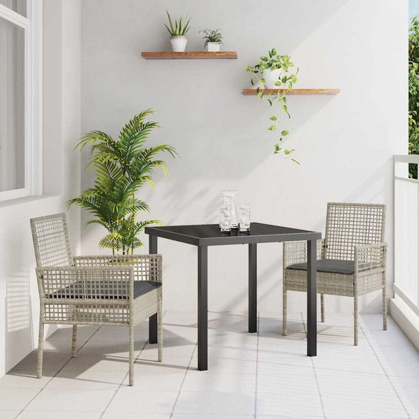 Gartenstühle 2er Set Hellgrau Poly-Rattan