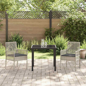 Gartenstühle 2er Set Hellgrau Poly-Rattan