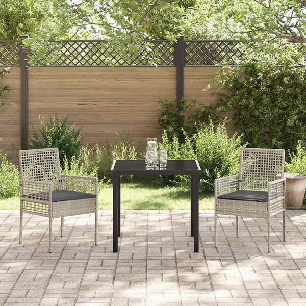 Gartenstühle 2er Set Hellgrau Poly-Rattan