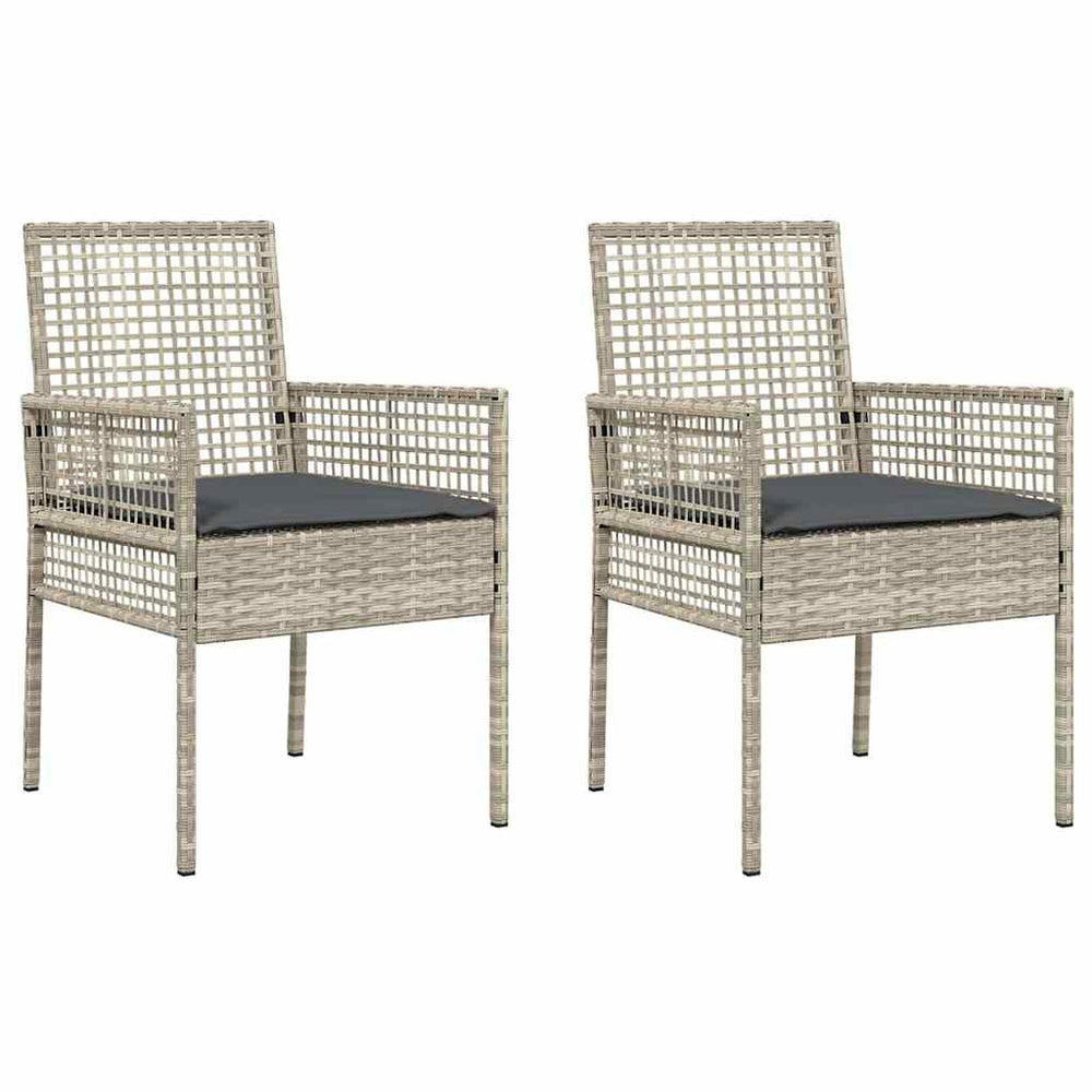 Gartenstühle 2er Set Hellgrau Poly-Rattan