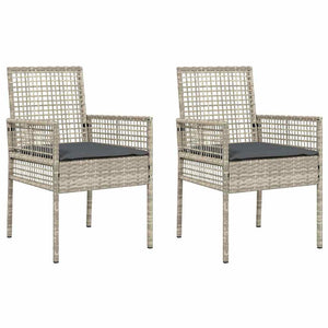 Gartenstühle 2er Set Hellgrau Poly-Rattan