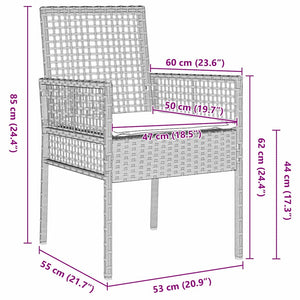 Gartenstühle 2er Set Hellgrau Poly-Rattan