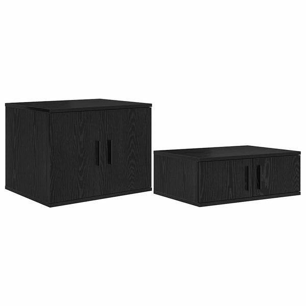 vidaXL Meuble de rangement 2 pcs Noir aspect chêne