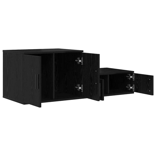 vidaXL Meuble de rangement 2 pcs Noir aspect chêne