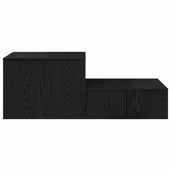 vidaXL Meuble de rangement 2 pcs Noir aspect chêne