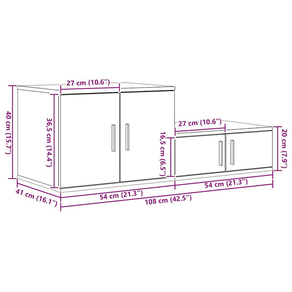 Aufbewahrungsschrank Weiß Holzwerkstoff 2er Set