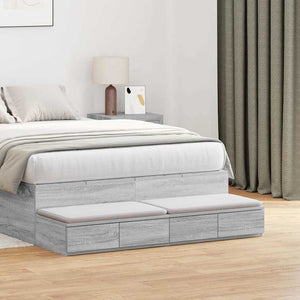 Bett Schubladen Graues Sonoma