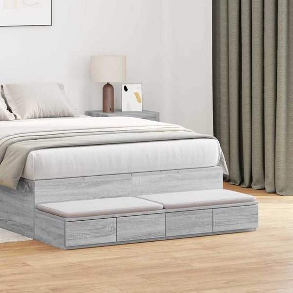 Bett Schubladen Graues Sonoma