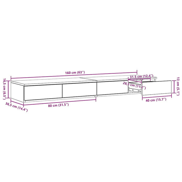 Bettschubladen Beton Grau 160 cm