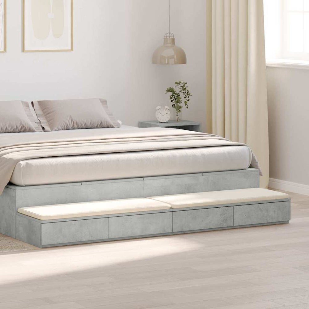 Bettschubladen Beton Grau 180 cm