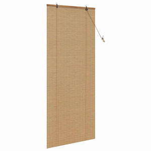 Bambus Rollo mit Vorhängen Braun 80x220cm