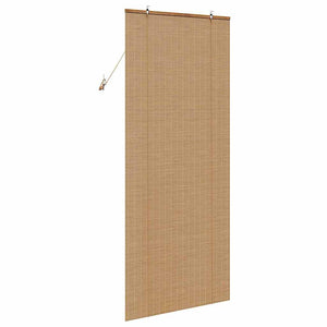 Bambus Rollo mit Vorhängen Braun 80x220cm