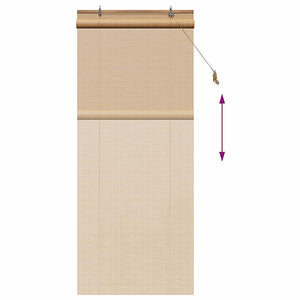 Bambus Rollo mit Vorhängen Braun 80x220cm