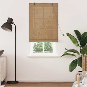 Bambus Rollo mit Vorhängen Braun 90x220 cm