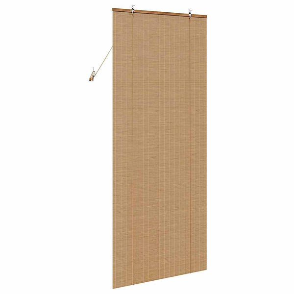 Bambus Rollo mit Vorhängen Braun 90x220 cm