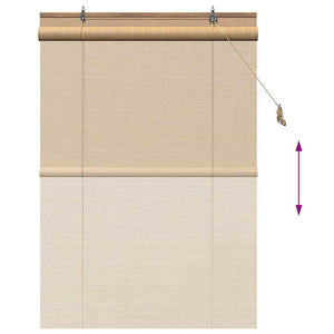 Bambus Rollo mit Vorhängen Braun 110x160cm