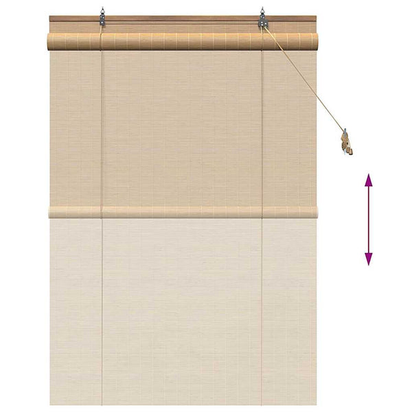 Bambus Rollo mit Vorhängen Braun 110x160cm