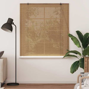 Braun Bambus Rollo mit Vorhängen 140x160 cm