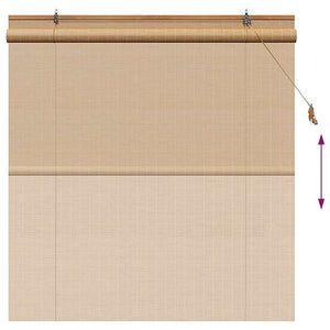 Braun Bambus Rollo mit Vorhängen 140x160 cm