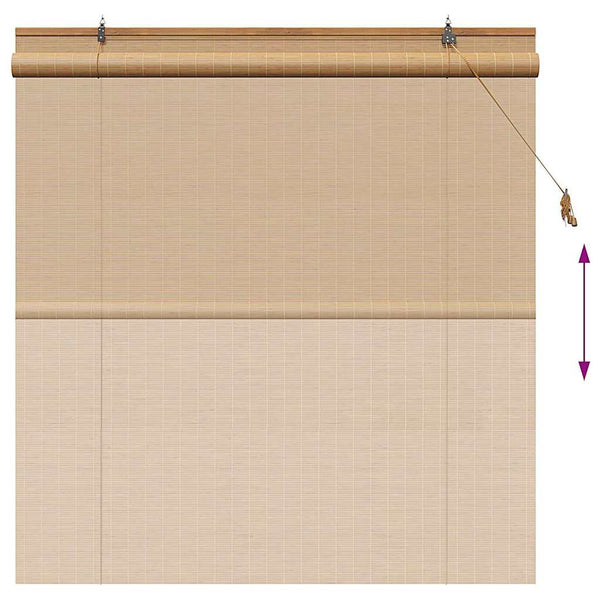 Braun Bambus Rollo mit Vorhängen 140x160 cm