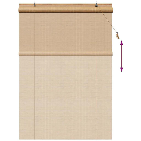 Bambus Rollo mit Vorhängen Braun 140x220 cm