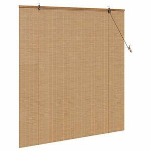 Bambus Rollo mit Vorhängen Braun 150x160 cm