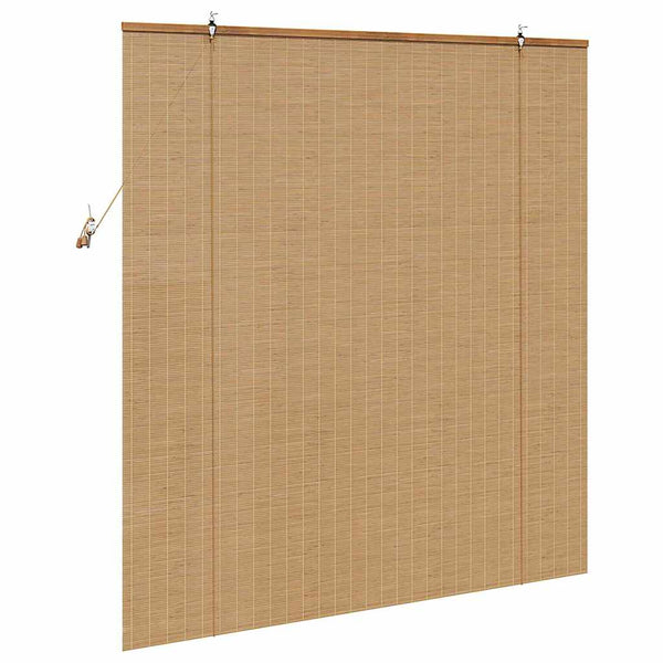 Bambus Rollo mit Vorhängen Braun 150x160 cm