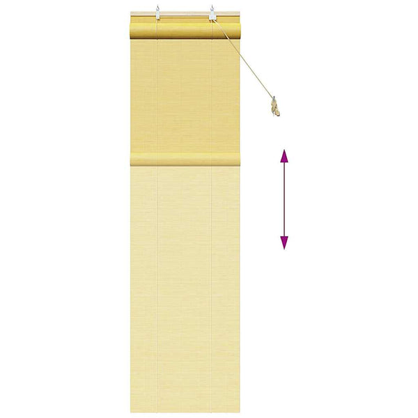 Gelbes Bambus Rollo mit Vorhängen 60x220cm