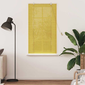 Gelbes Bambus Rollo mit Vorhängen 80x160 cm