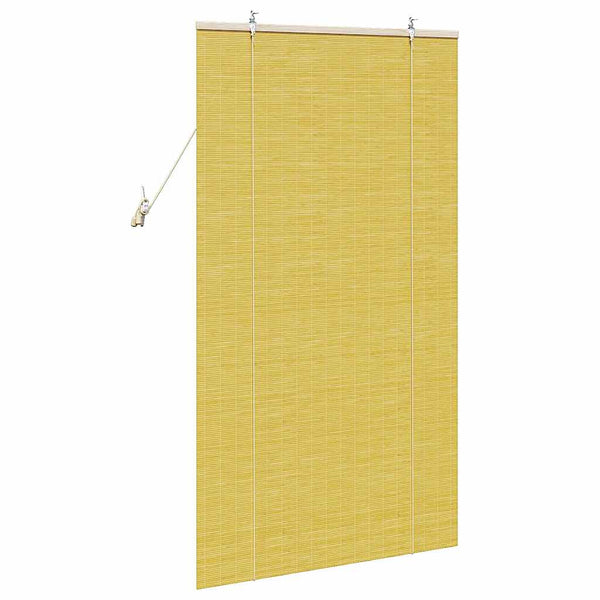 Gelbes Bambus Rollo mit Vorhängen 80x160 cm