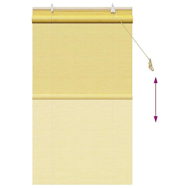 Gelbes Bambus Rollo mit Vorhängen 80x160 cm