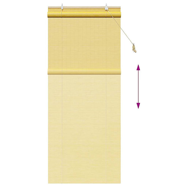 Gelbes Bambus Rollo mit Vorhängen 80x220 cm