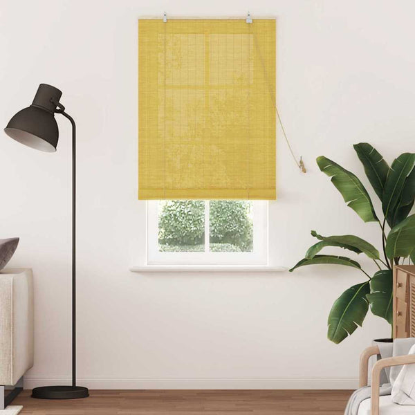 Gelbes Bambus Rollo mit Vorhängen 90x220cm