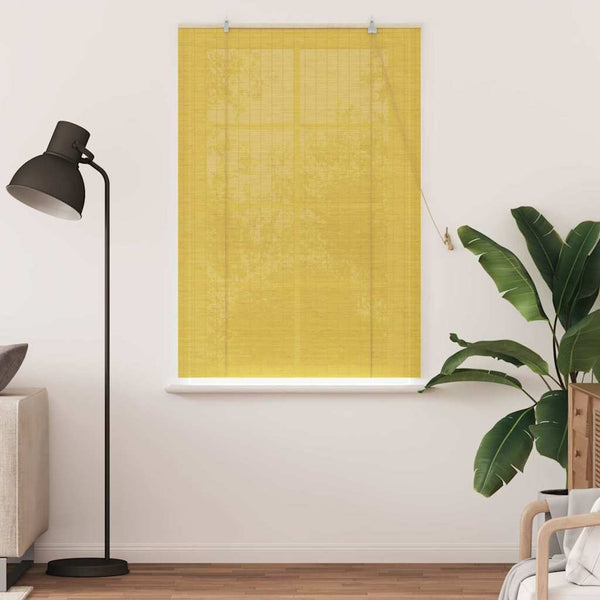 Gelbes Bambus Rollo mit Vorhängen 100x160 cm