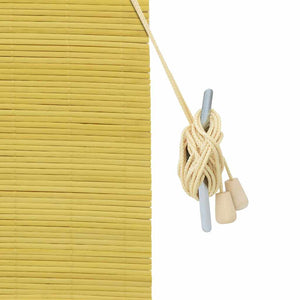 Gelbes Bambus Rollo mit Vorhängen 100x220 cm