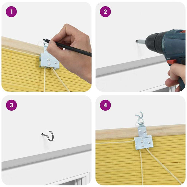 Gelbes Bambus Rollo mit Vorhängen 100x220 cm
