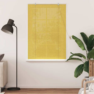 Gelbes Bambus Rollo mit Vorhängen 110x160cm
