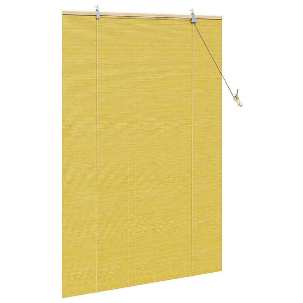 Gelbes Bambus Rollo mit Vorhängen 110x160cm