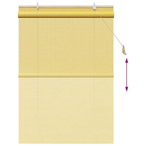 Gelbes Bambus Rollo mit Vorhängen 110x160cm