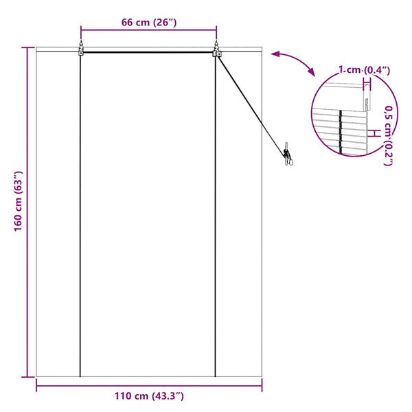 Gelbes Bambus Rollo mit Vorhängen 110x160cm