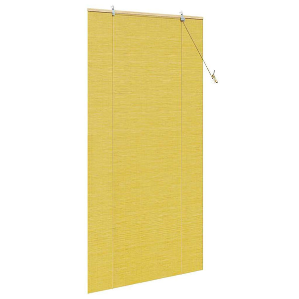 Gelbes Bambus Rollo mit Vorhängen 110x220cm