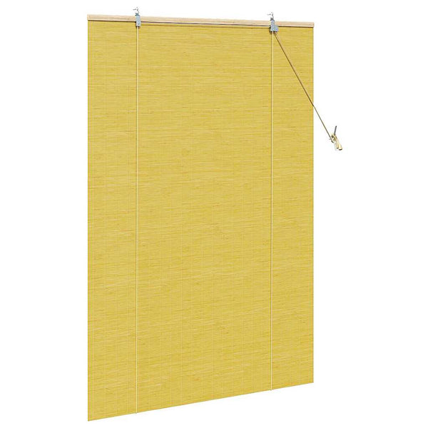 Gelbes Bambus Rollo mit Vorhängen 120x160 cm