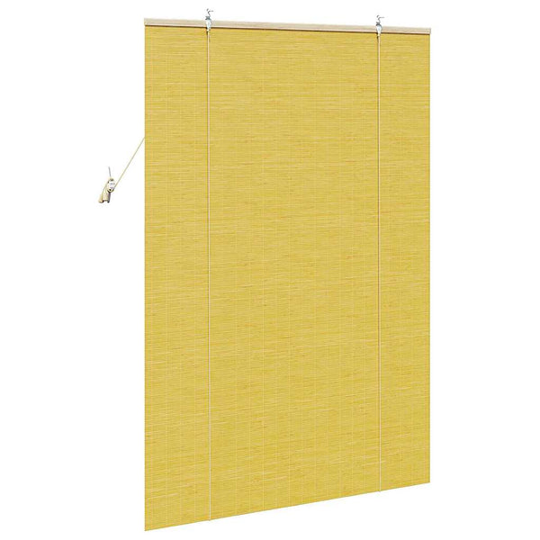 Gelbes Bambus Rollo mit Vorhängen 120x160 cm