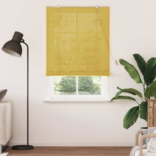 Gelbes Bambus Rollo mit Vorhängen 120x220 cm