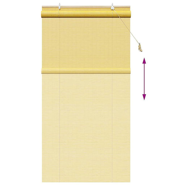 Gelbes Bambus Rollo mit Vorhängen 120x220 cm