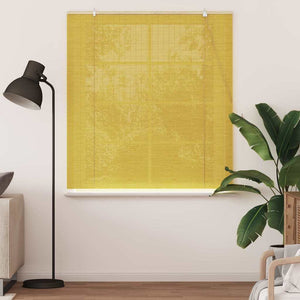 Gelbes Bambus Rollo mit Vorhängen 140x160 cm