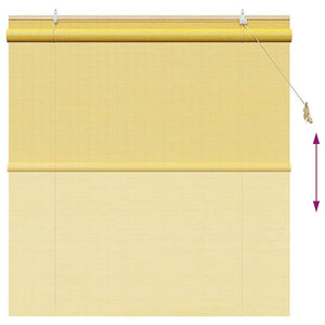 Gelbes Bambus Rollo mit Vorhängen 140x160 cm